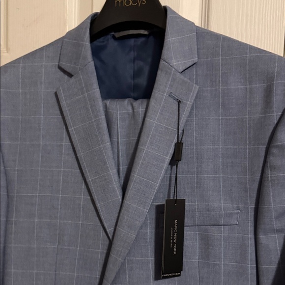 Marc New York Light Blue Windowpane suit. Size 44R 37W. Price is negotiable